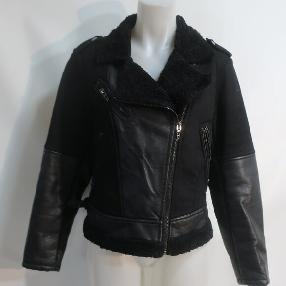 Womens BLANK NYC Black Faux Leather Fleece Lined Jacket L - Picture 3 of 10